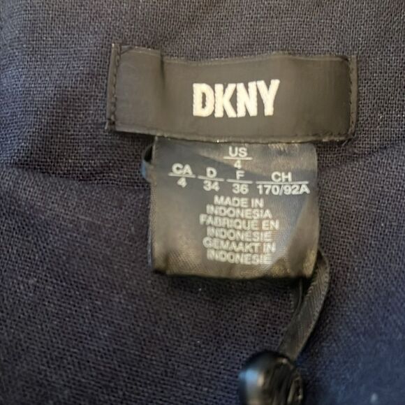 DKNY Navy Linen Dress with Tie Waist. Size 4 - Picture 3 of 6
